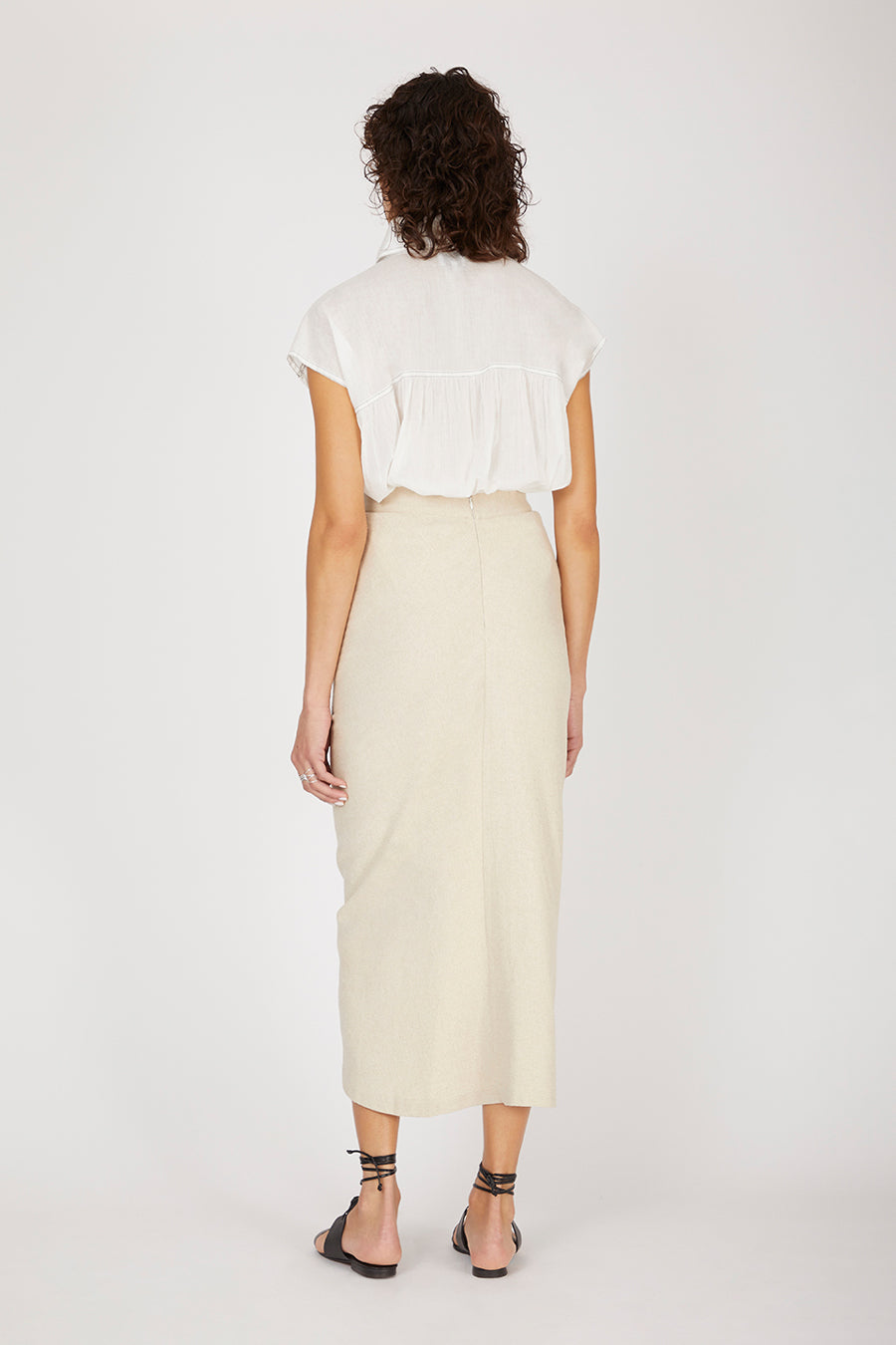 Esperanza Natural Ecru Skirt in Silk Bourrette