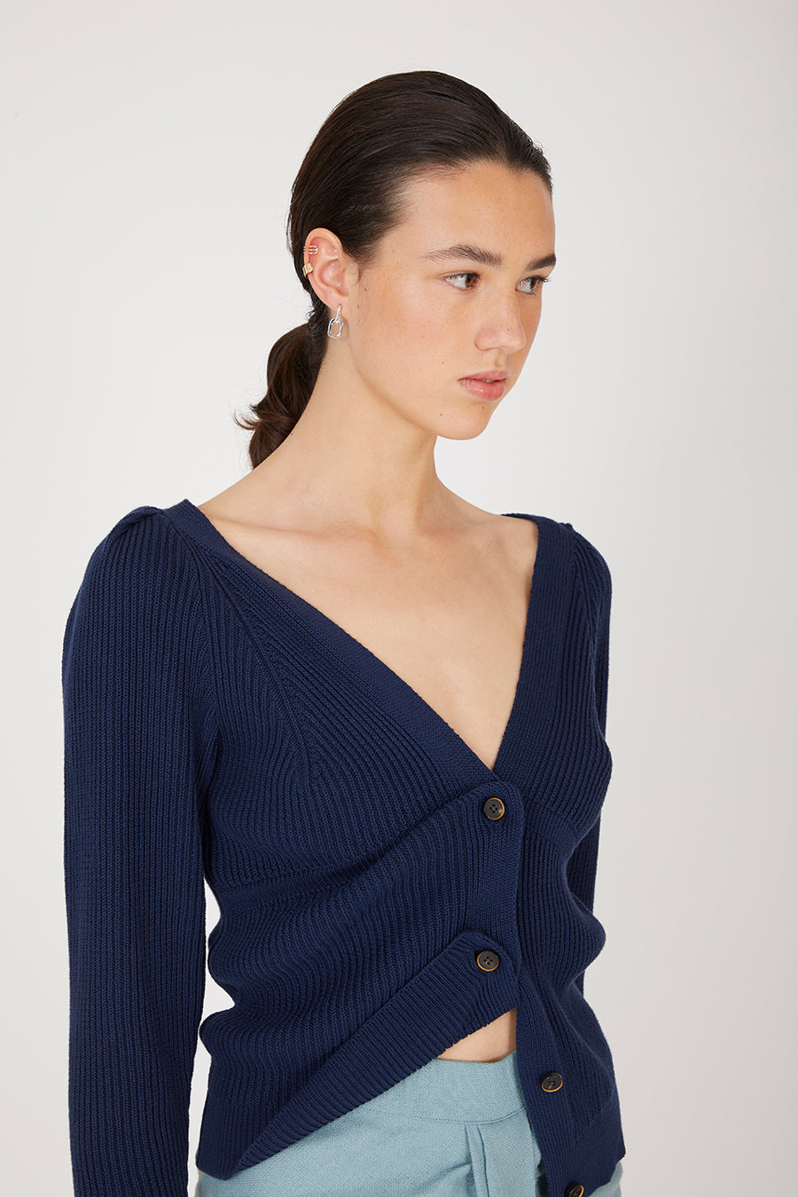 Arles Dark Blue Cardigan in organic cotton