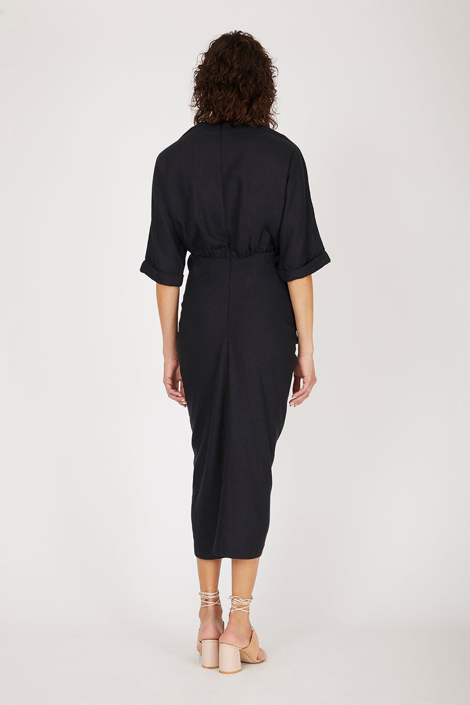 Levant Charcoal Dress in Silk Bourrette