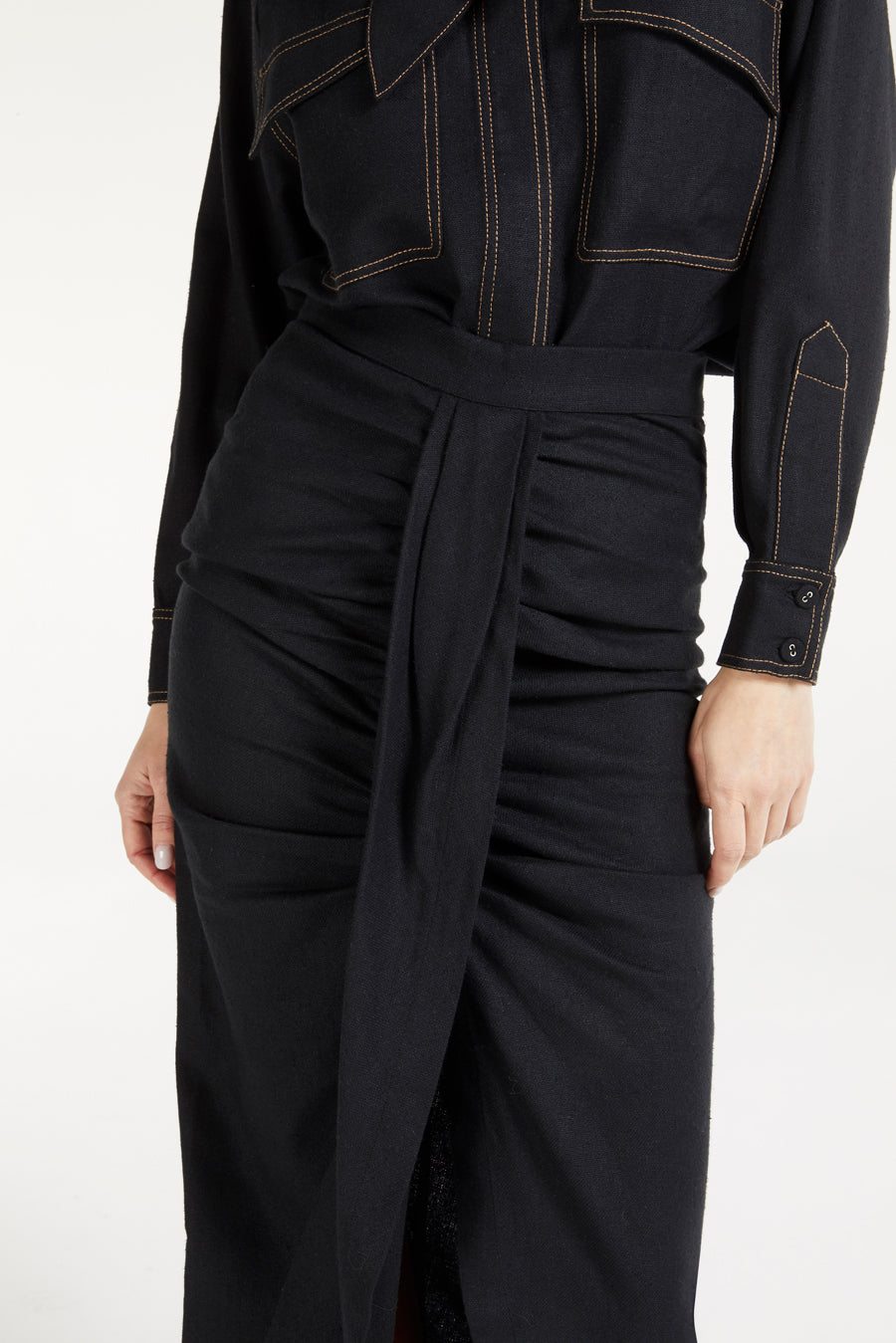Esperanza Charcoal Skirt in Bourrette Silk