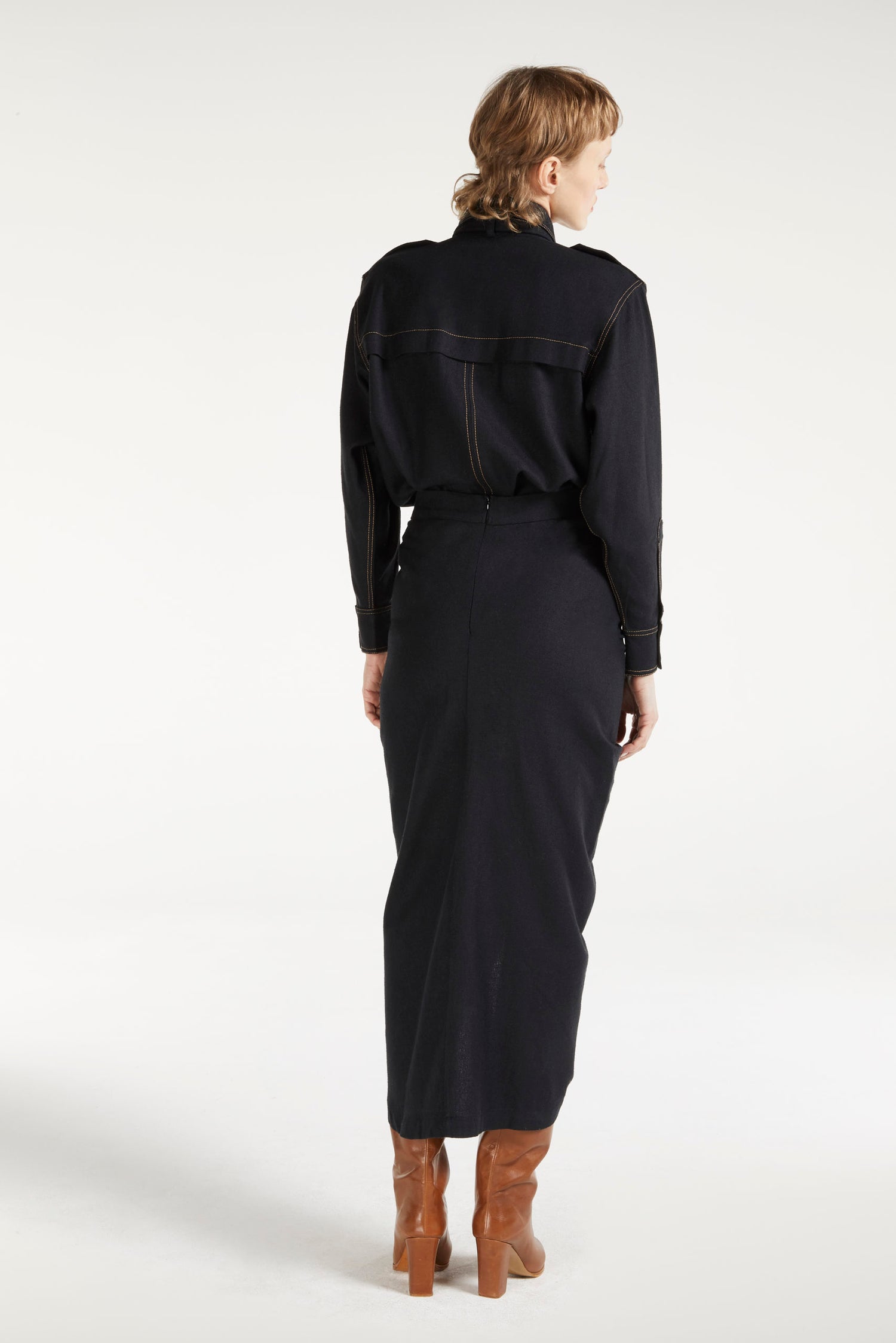 Esperanza Charcoal Skirt in Bourrette Silk