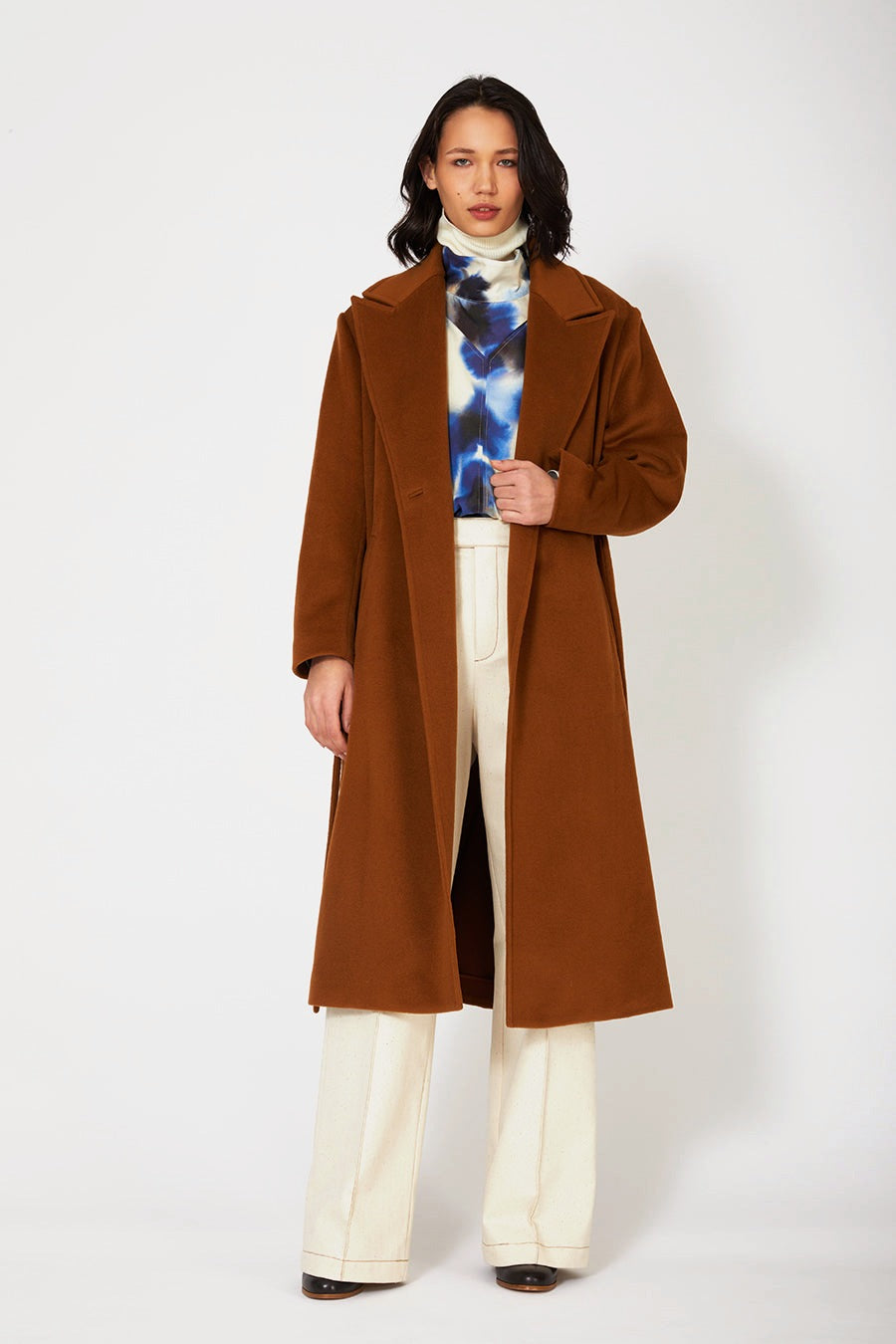 Manteau long Arthus en laine et cachemire Amber Brown, Valentine Gauthier