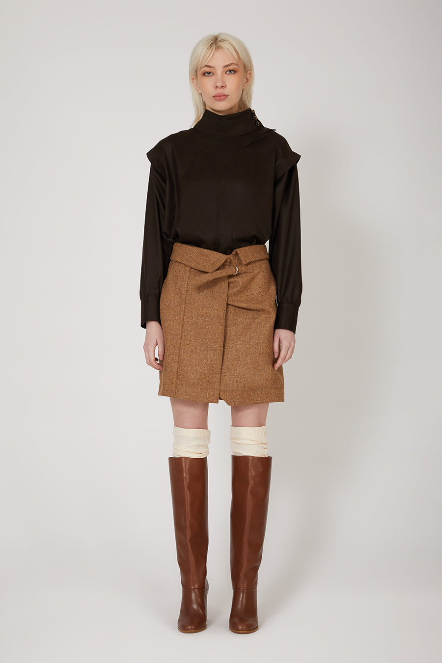 Cartel Raw Brown Skirt in Virgin Wool