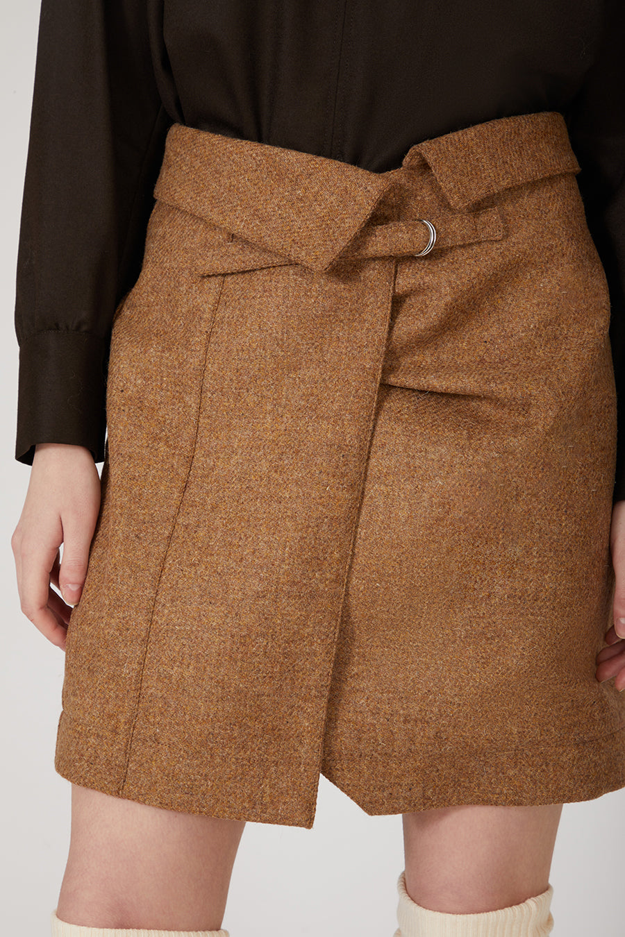 Cartel Raw Brown Skirt in Virgin Wool