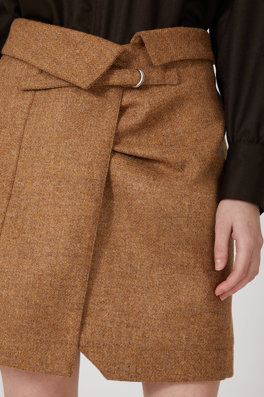 Cartel Raw Brown Skirt in Virgin Wool