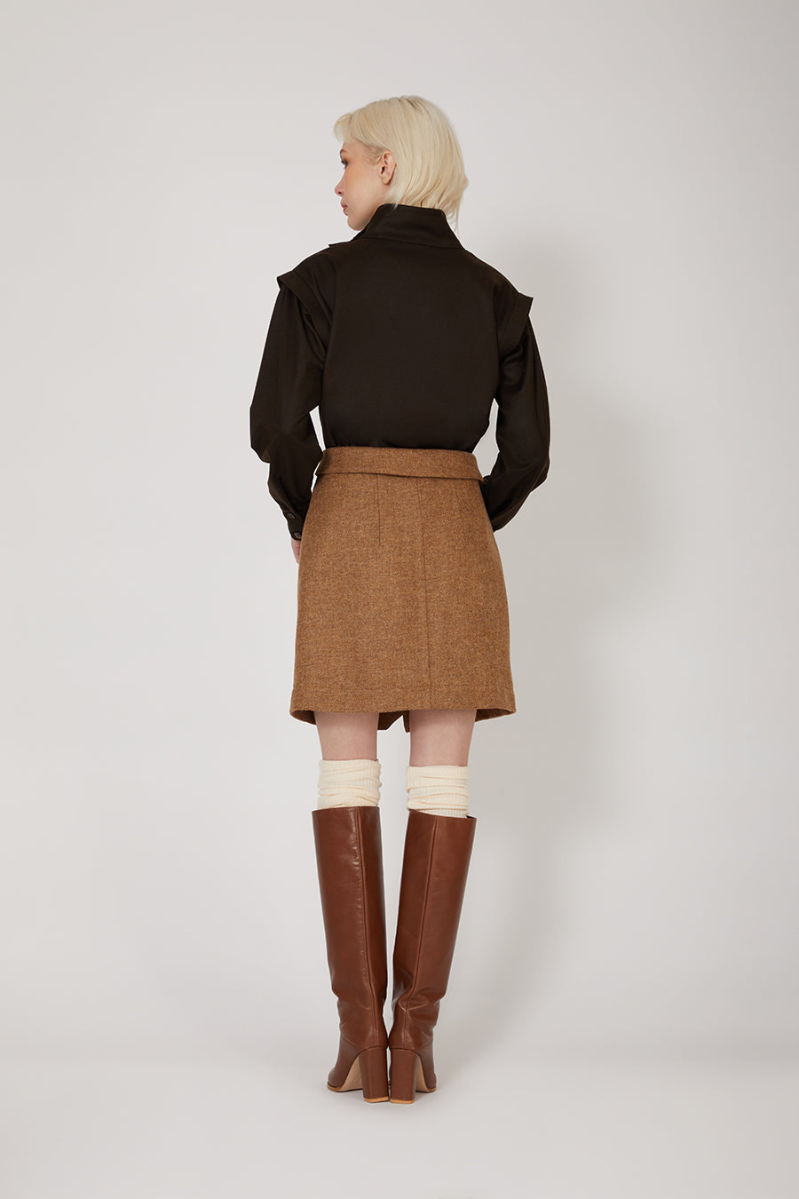 Cartel Raw Brown Skirt in Virgin Wool
