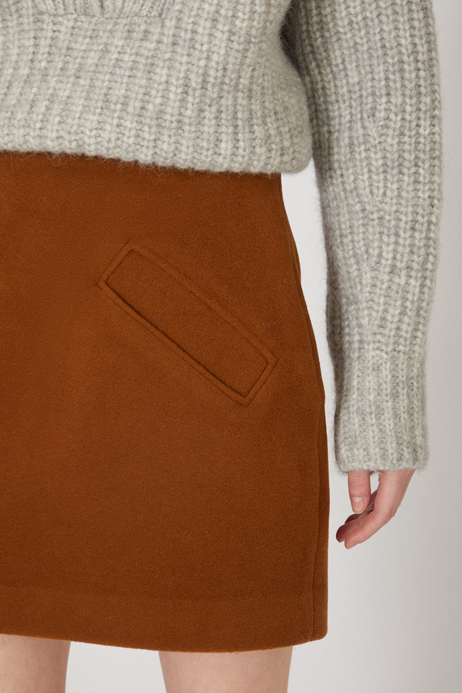 Gray Amber Brown Skirt in Virgin Wool