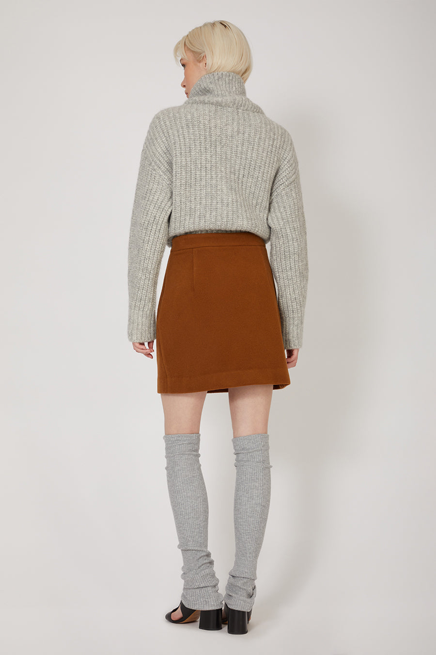 Gray Amber Brown Skirt in Virgin Wool