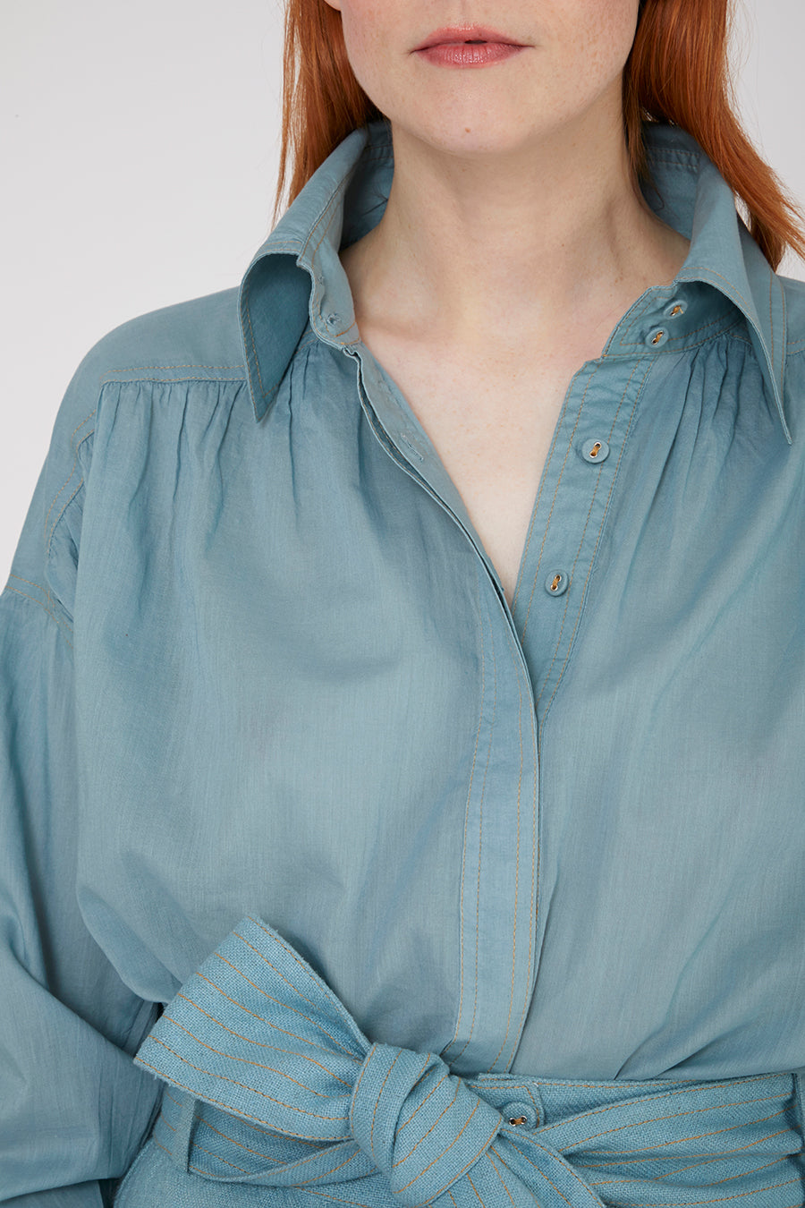Iggy Smoke Blue Skirt in Bourrette Silk