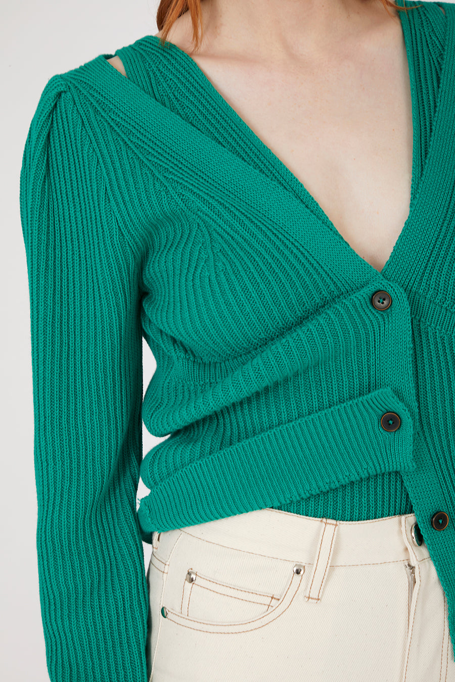 Arles Green Lake Cardigan in organic cotton