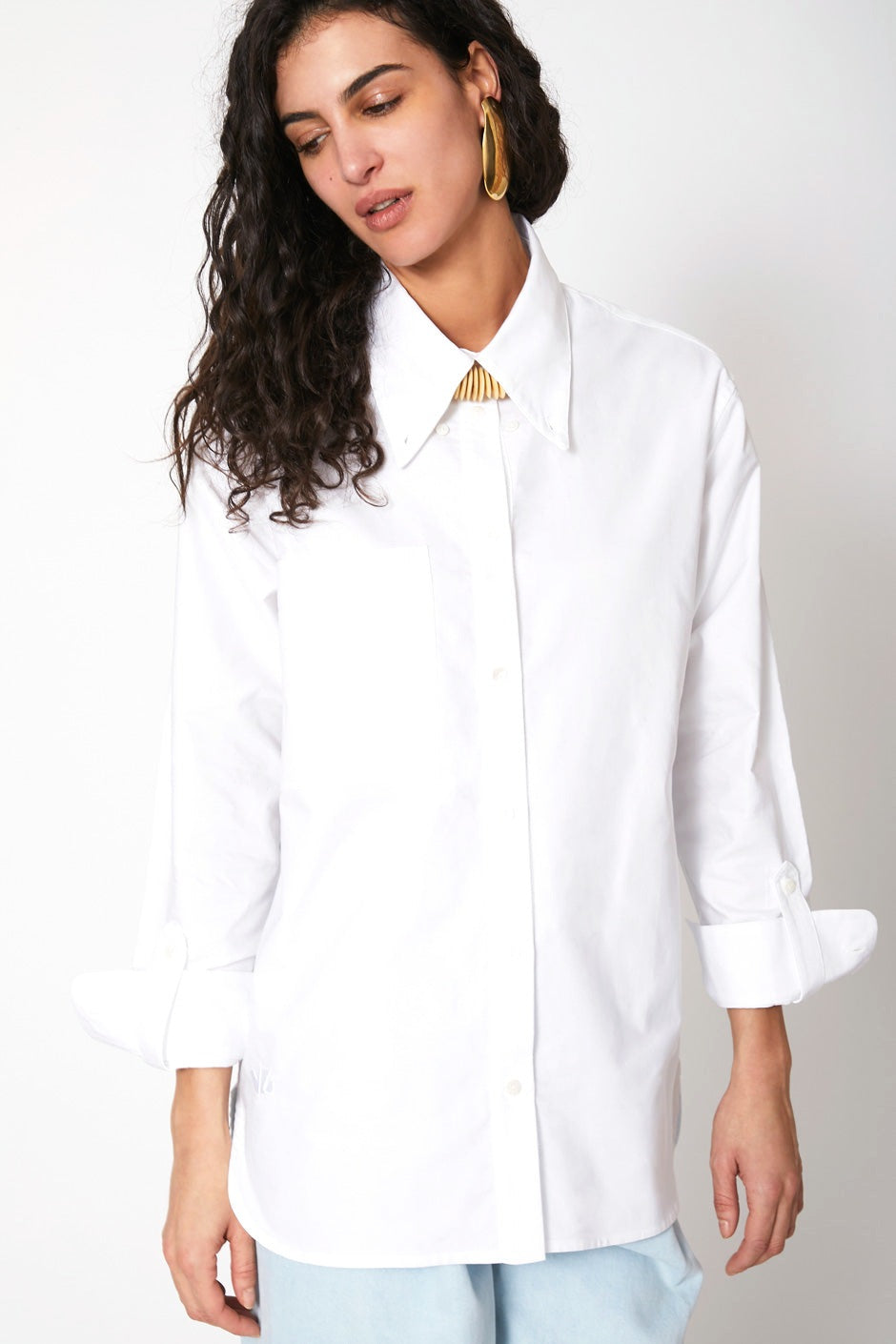 Chemise oversize Nusa en coton oxford blanc, Valentine Gauthier
