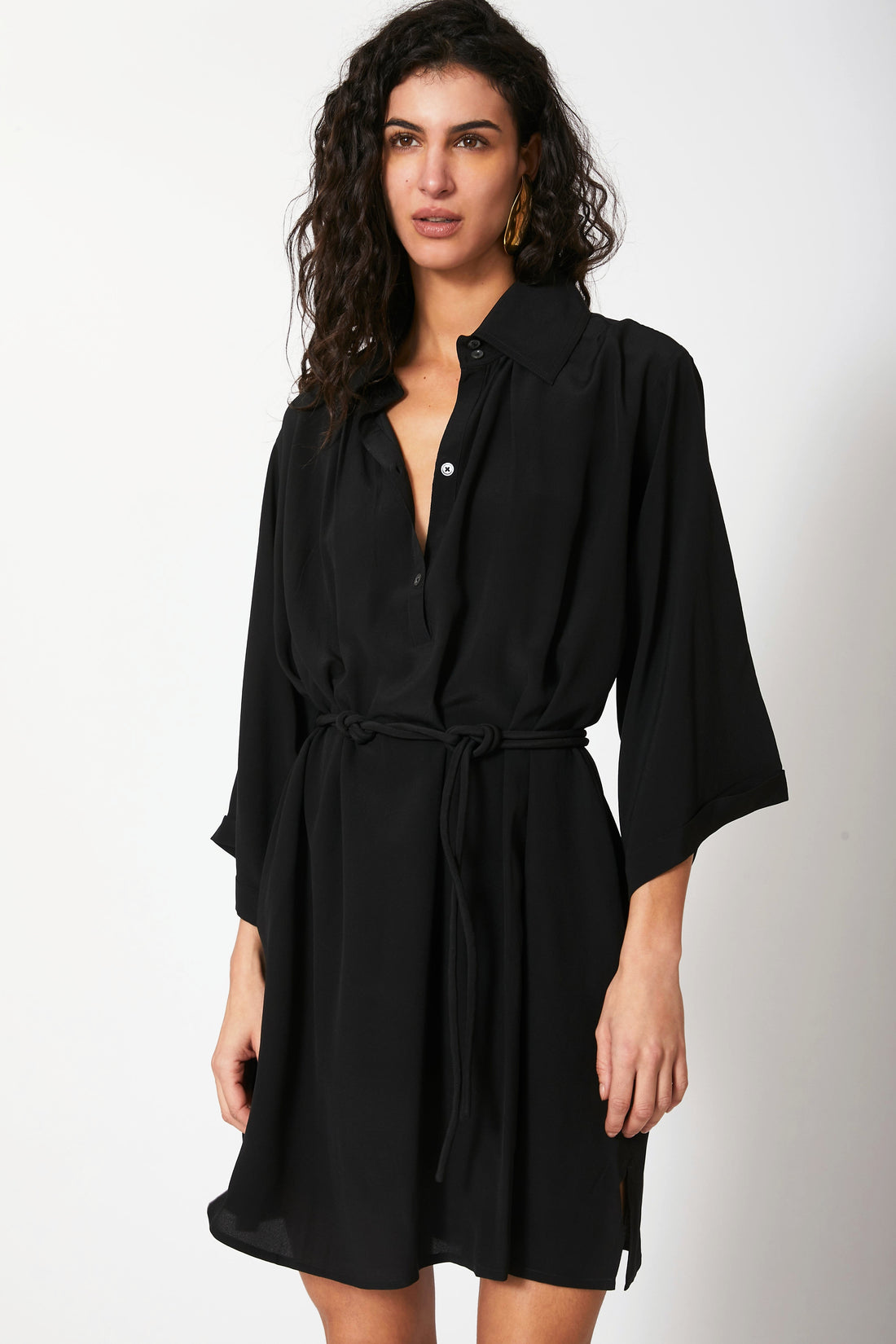 Robe courte Luce en crêpe de soie Blue Black, Valentine Gauthier