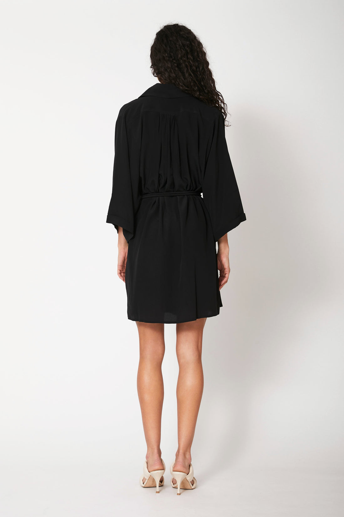 Robe courte Luce en crêpe de soie Blue Black, Valentine Gauthier