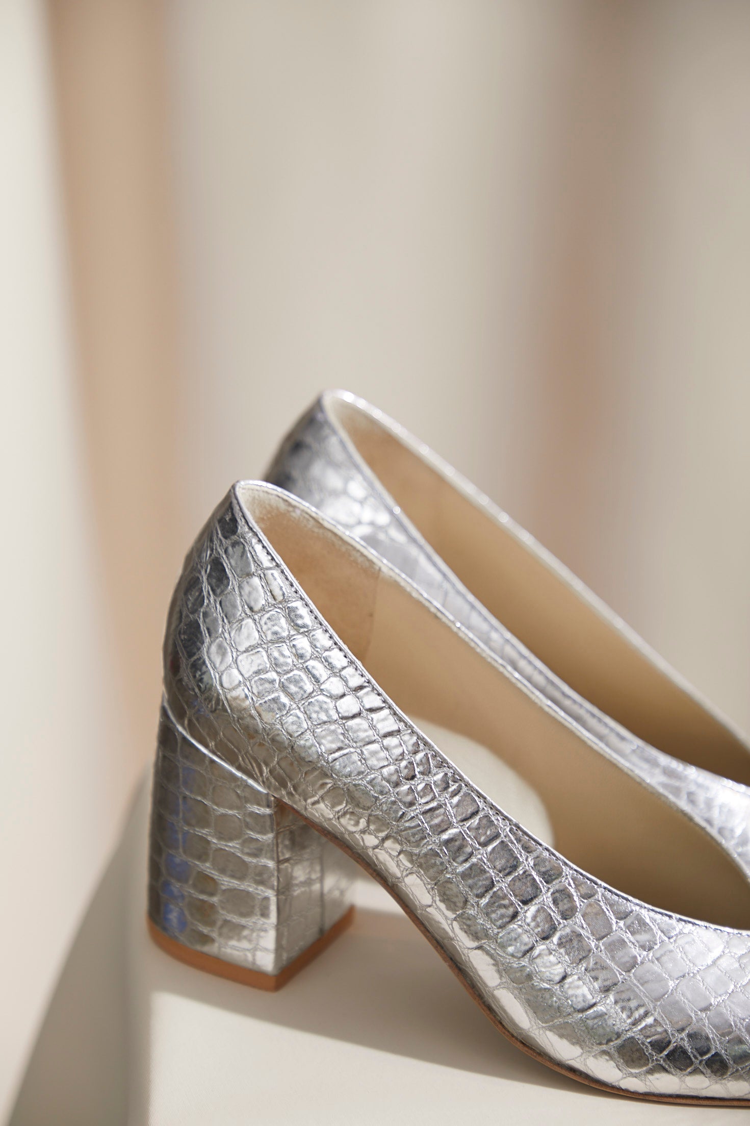 Hesse Silver Snake Calfskin Pumps