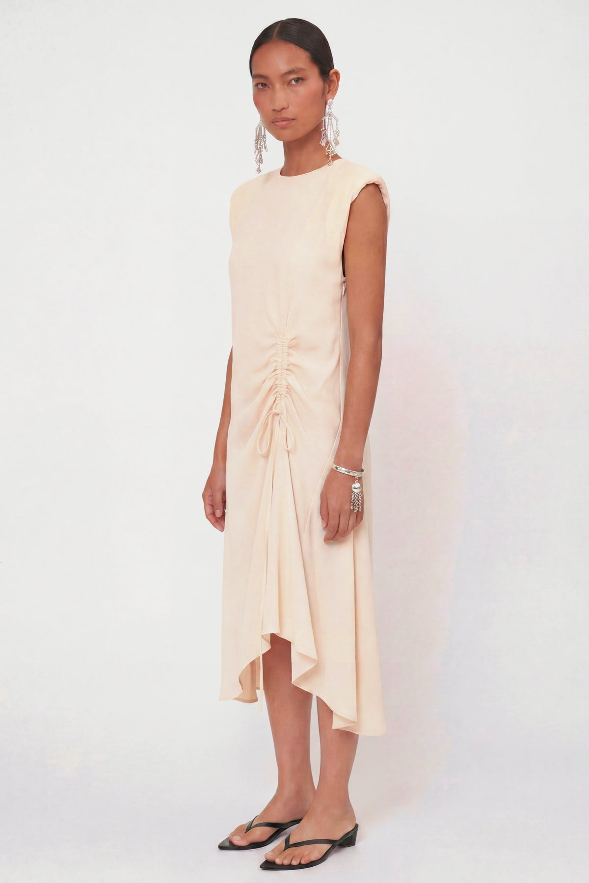 Robe longue Calla en soie Craie, Valentine Gauthier