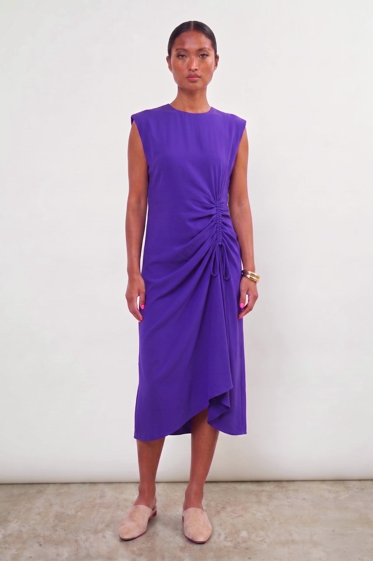 Robe longue Calla en soie Ultraviolet, Valentine Gauthier