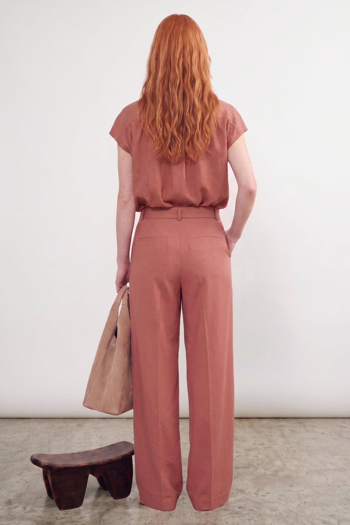 Pantalon de tailleur Chicago en laine froide Rose Dawn, Valentine Gauthier