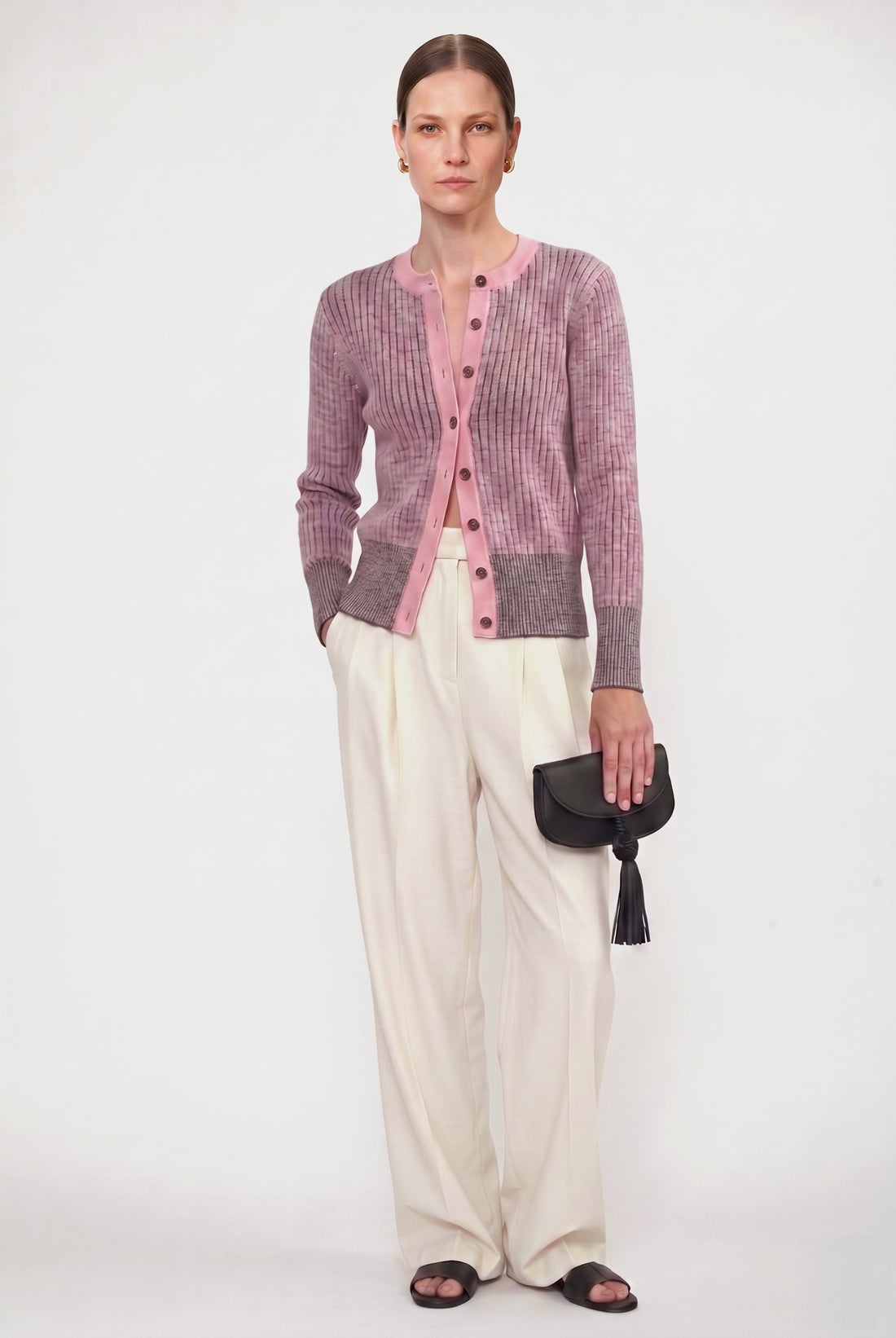 Cardigan Laureen en maille bicolore Rosy, Valentine Gauthier