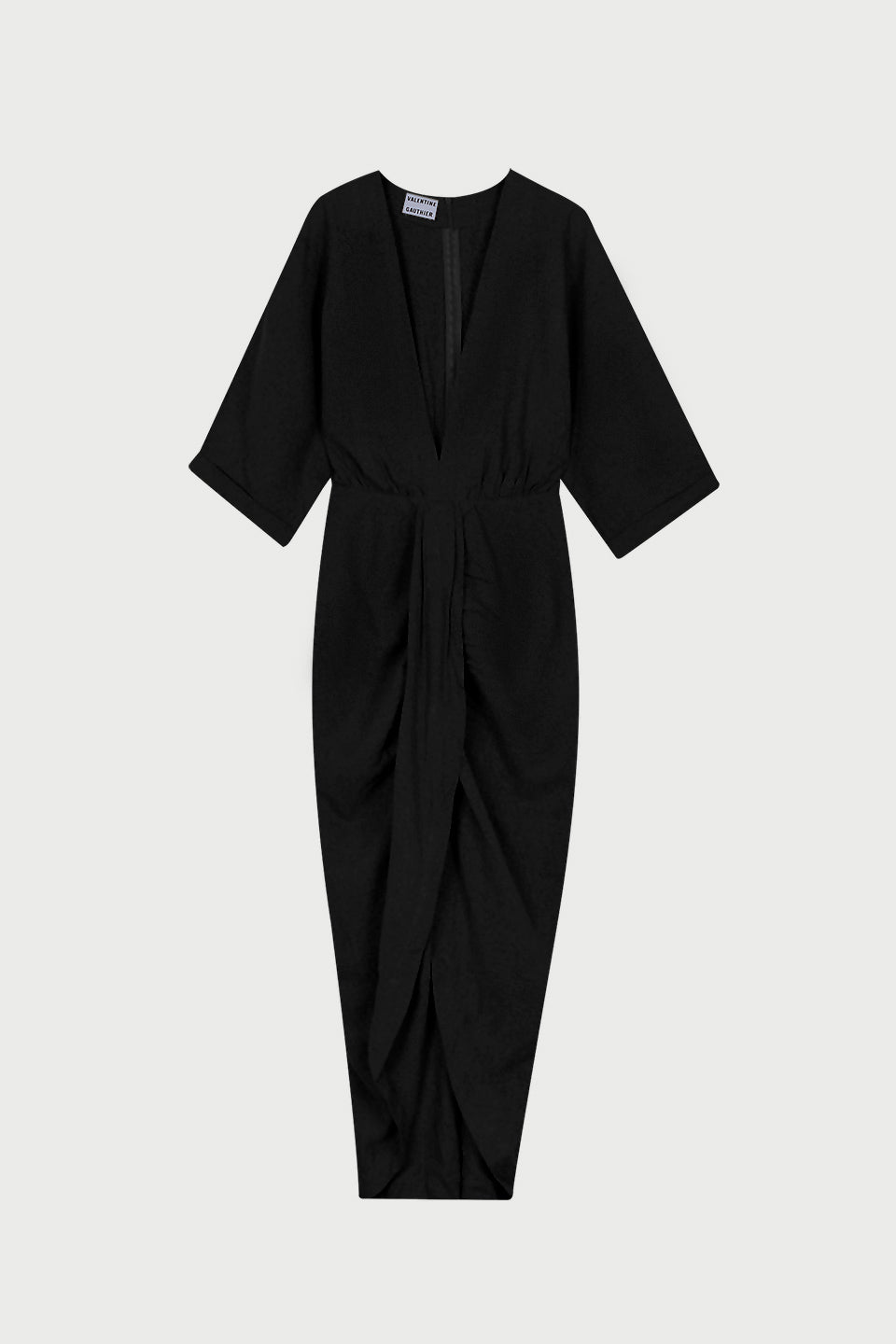 Levant Charcoal Dress in Silk Bourrette