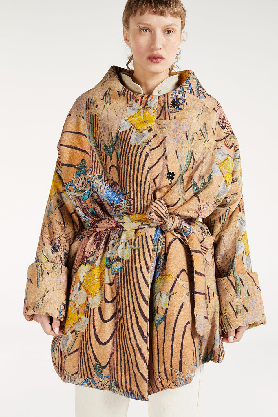 Linh Brutalism Coat in Silk Bourrette