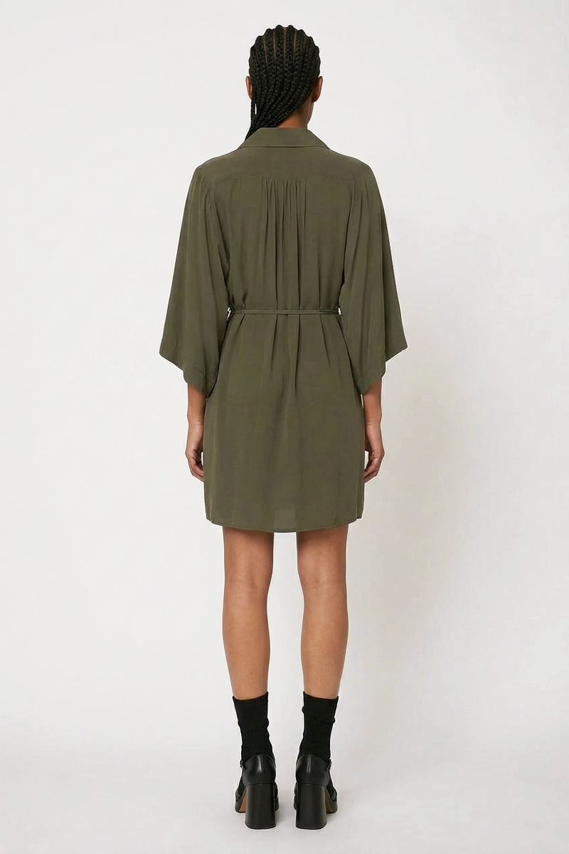Robe courte Luce en crêpe de soie Gris Taupe, Valentine Gauthier