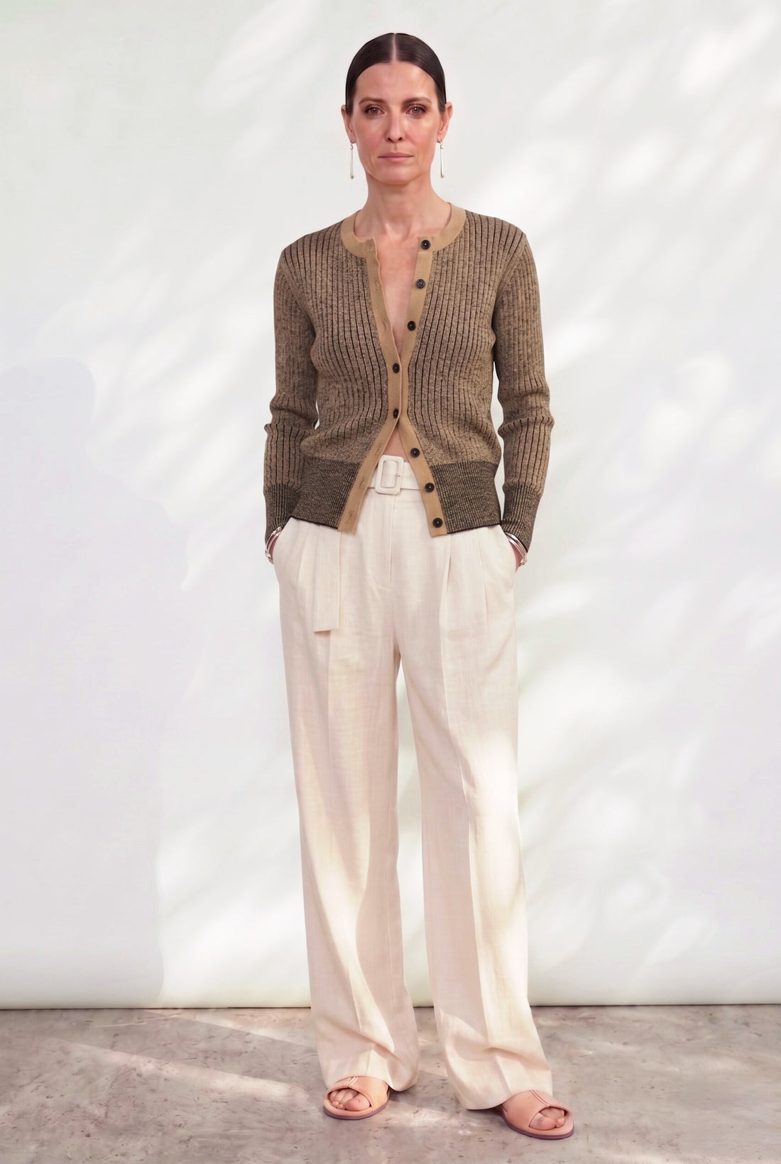 Cardigan Laureen en maille bicolore Bronze, Valentine Gauthier