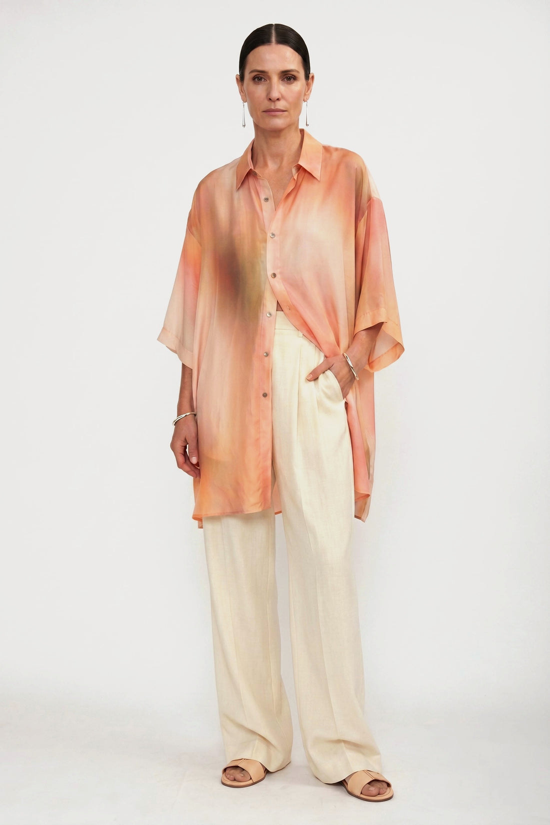 Pantalon de tailleur Chicago en viscose Craie, Valentine Gauthier