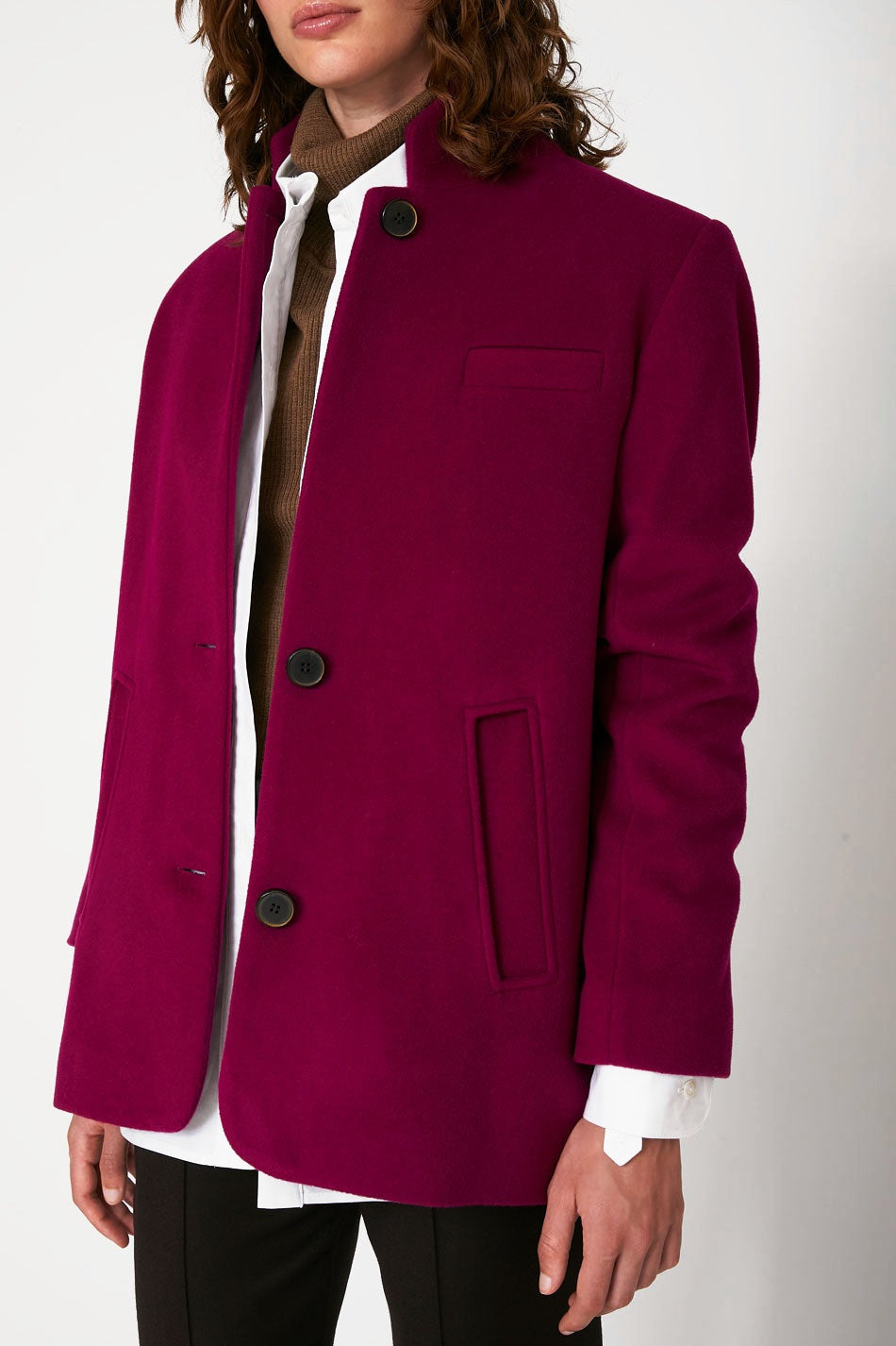 Veste droite Maier en tweed de laine Deep Purple, Valentine Gauthier