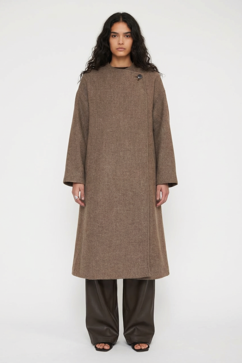 Manteau long croisé Myrtle en laine Natural Craft, Valentine Gauthier