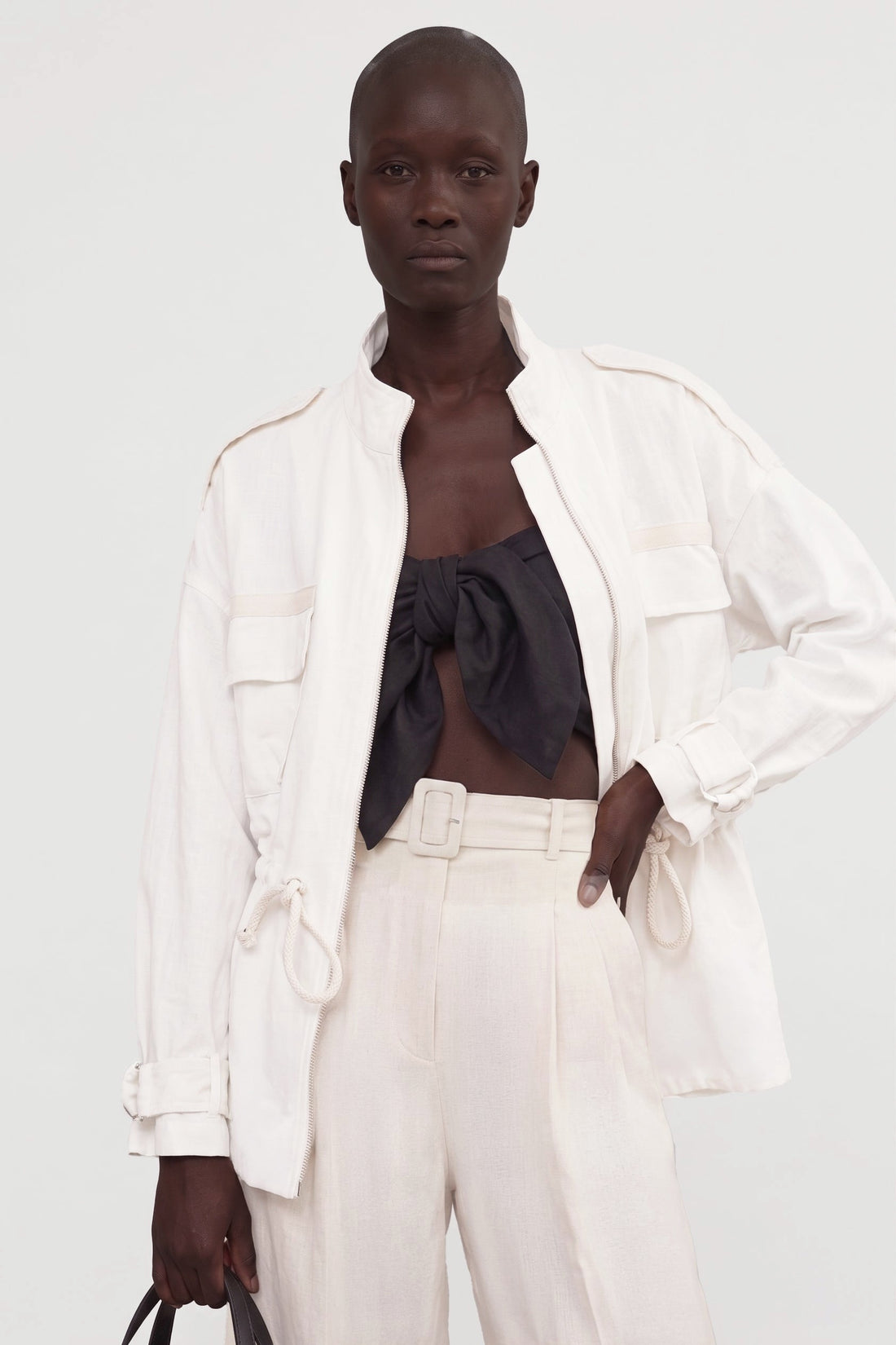 Veste saharienne Pablo en gabardine de coton White Canvas, Valentine Gauthier