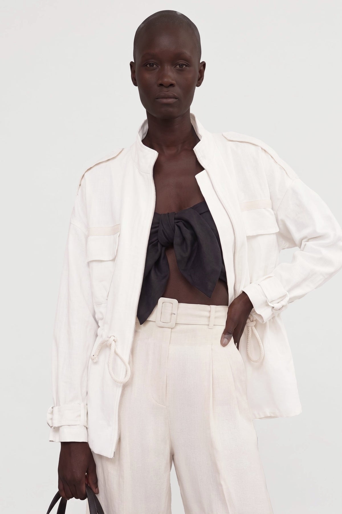 Veste saharienne Pablo en gabardine de coton White Canvas, Valentine Gauthier