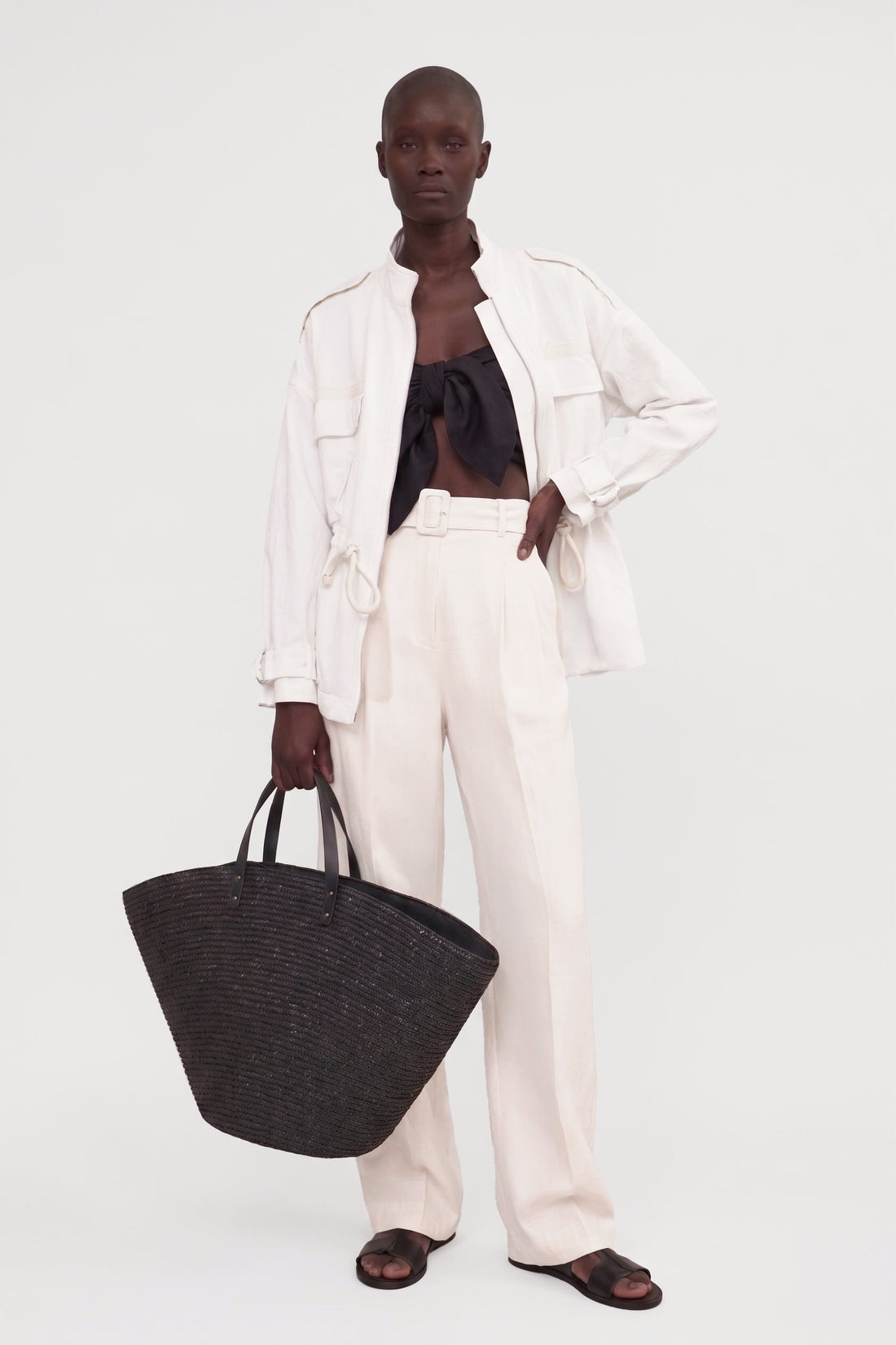 Veste saharienne Pablo en gabardine de coton White Canvas, Valentine Gauthier