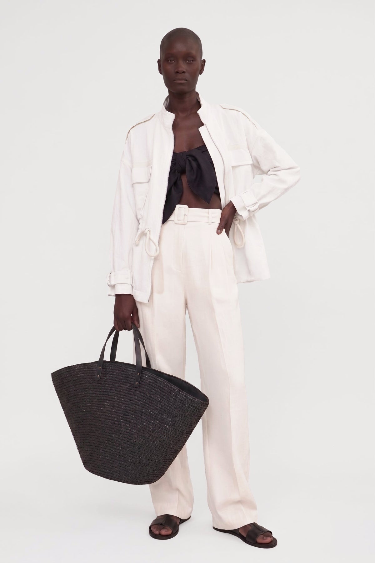 Veste saharienne Pablo en gabardine de coton White Canvas, Valentine Gauthier