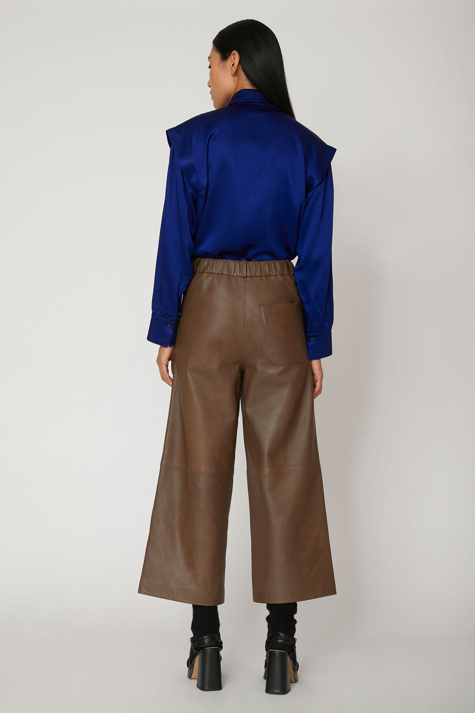 Pantalon en cuir vert Valentine Gauthier