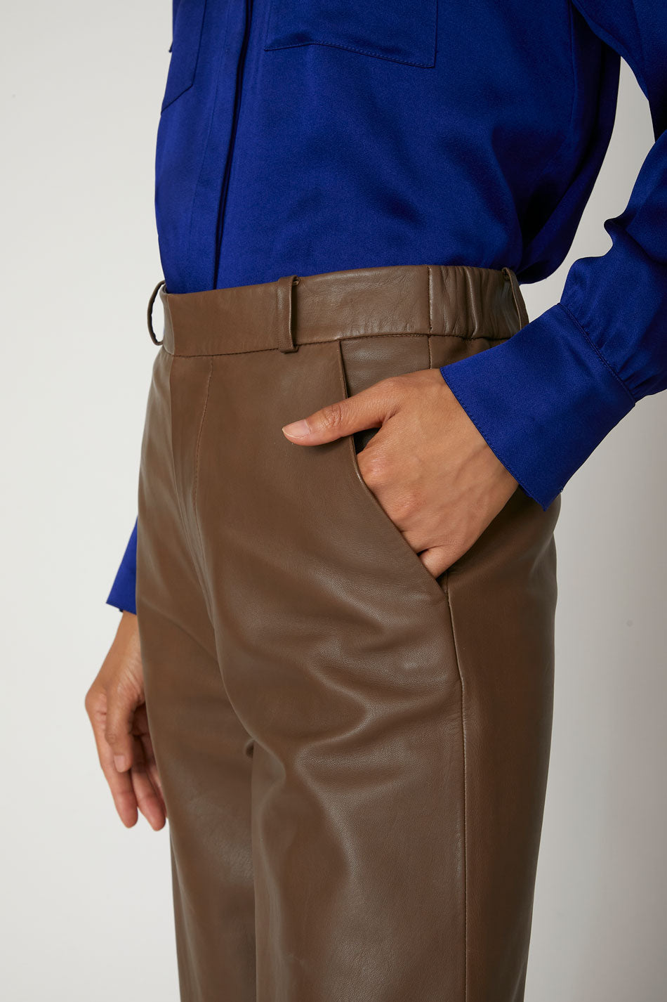 Pantalon en cuir vert Valentine Gauthier
