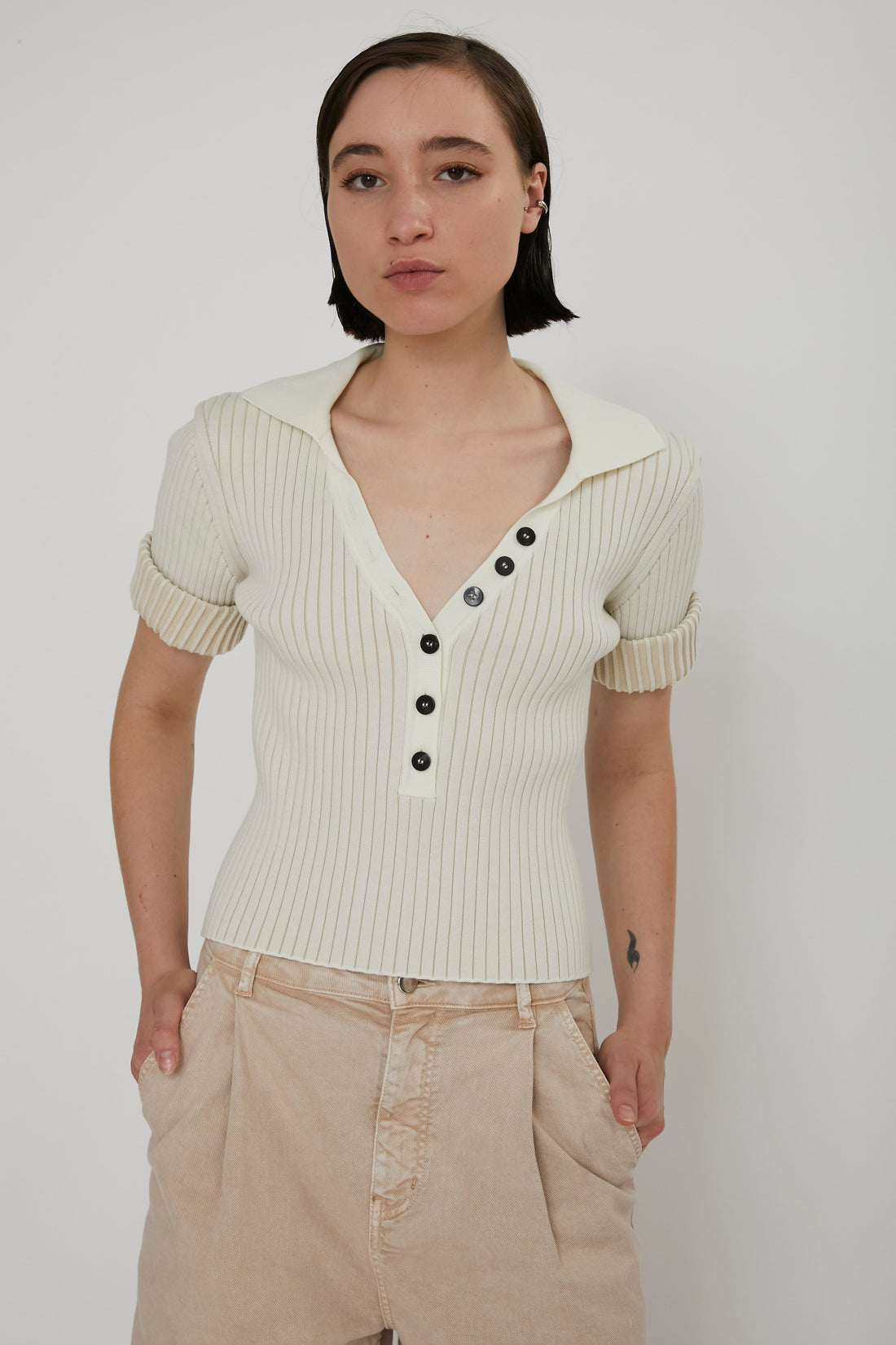 KNITTED TOP SERRA CHALK