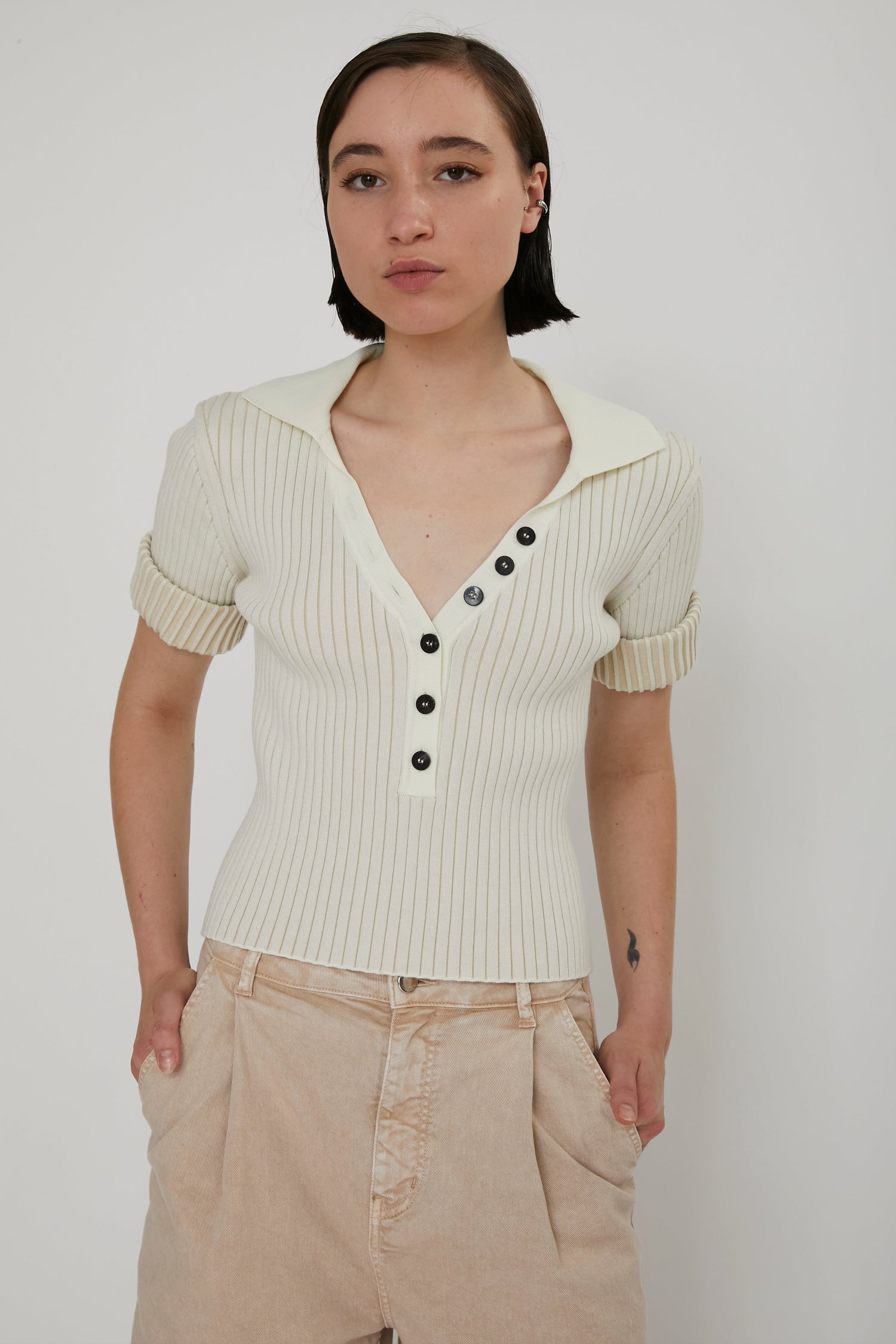 KNITTED TOP SERRA CHALK