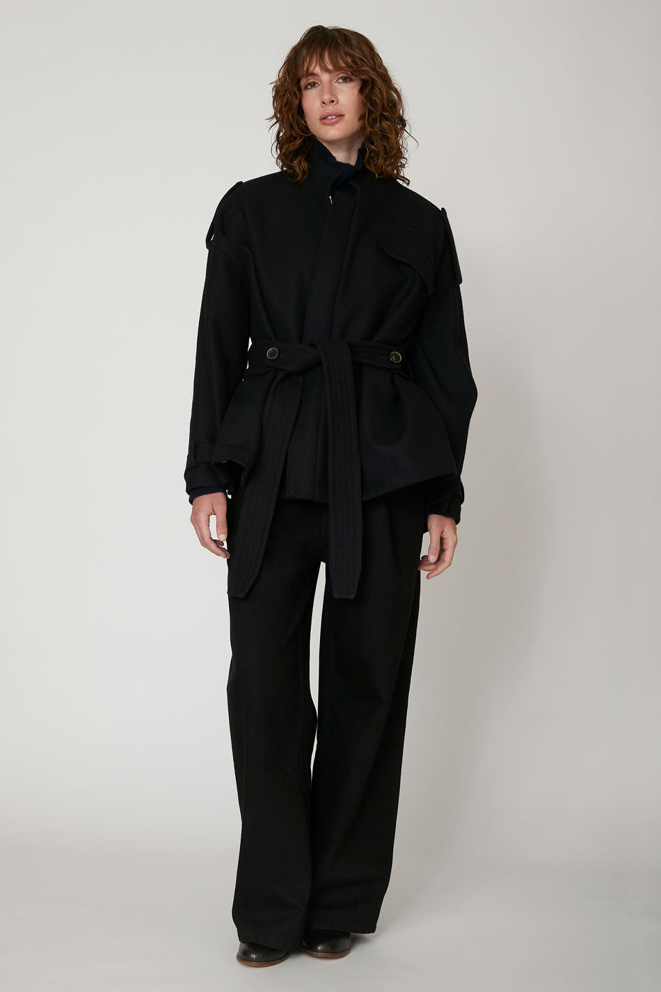 Paola Dark Blue Solna Jacket in Virgin Wool and Cashmere