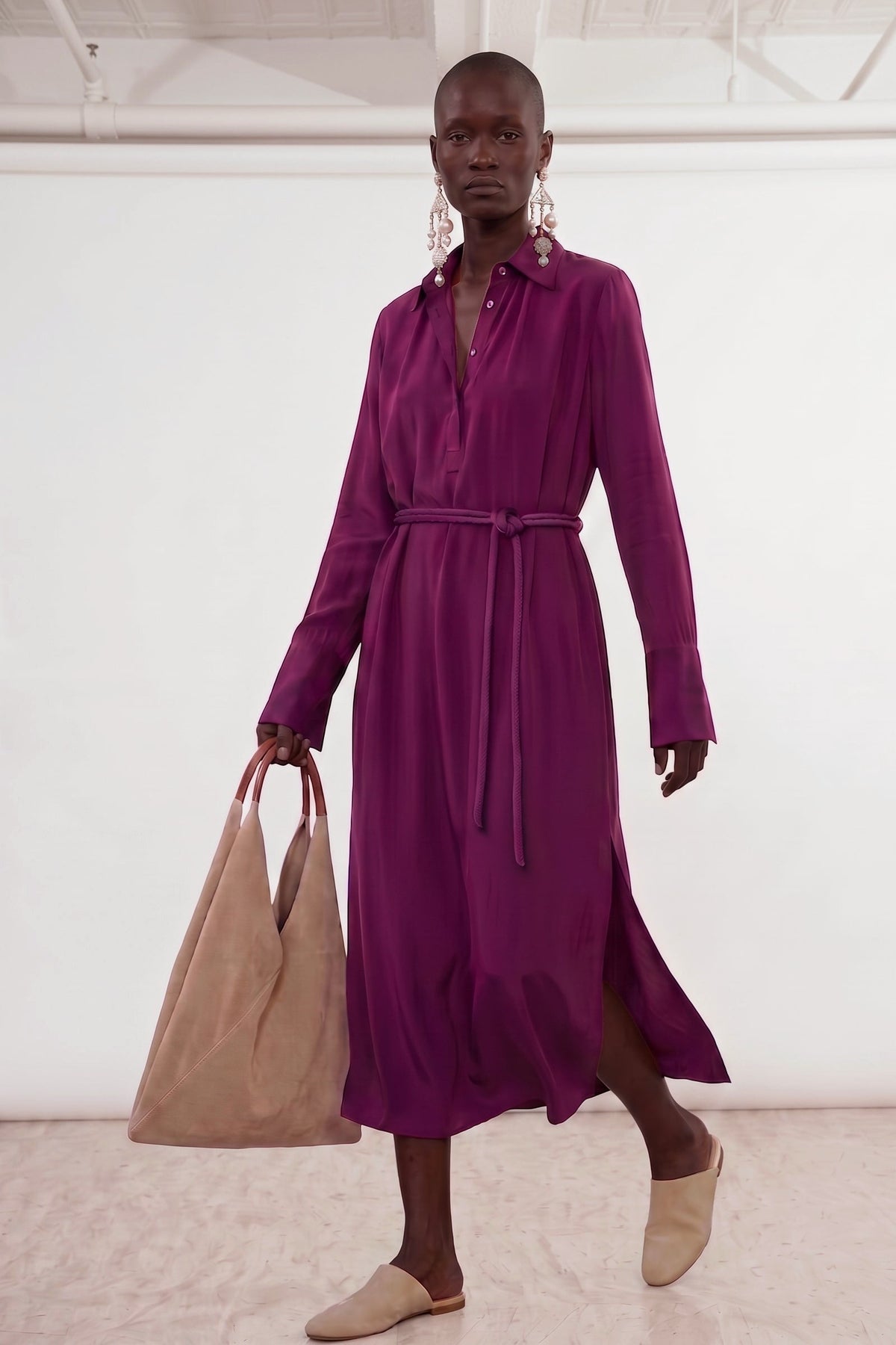 Robe longue Byrds en crêpe de soie Deep Purple, Valentine Gauthier