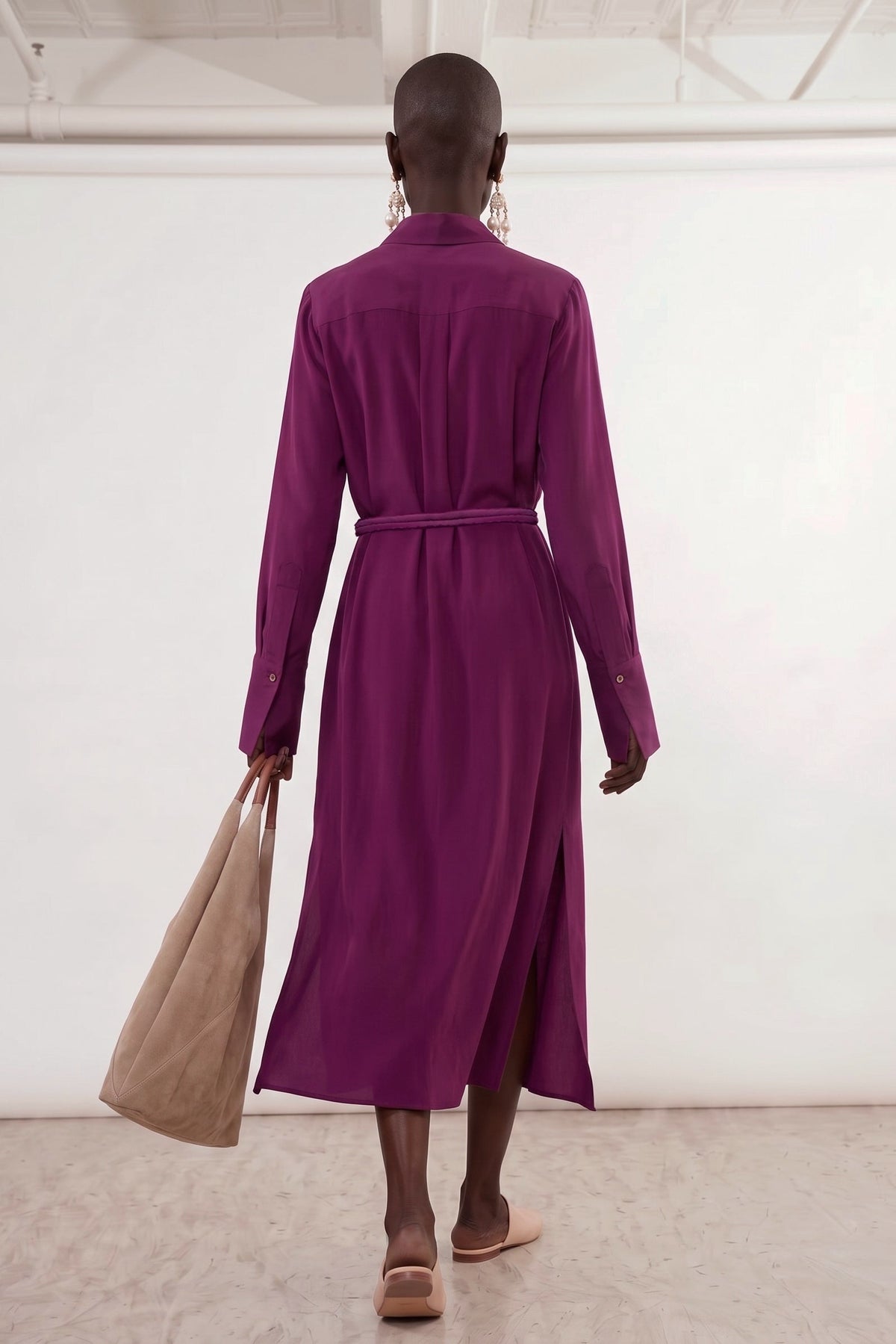 Robe longue Byrds en crêpe de soie Deep Purple, Valentine Gauthier