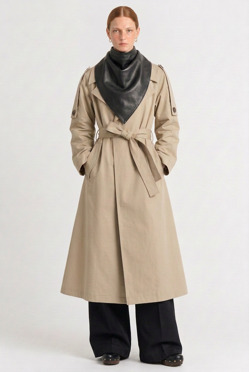 Trench Kab oversize en twill de coton sable, Valentine Gauthier