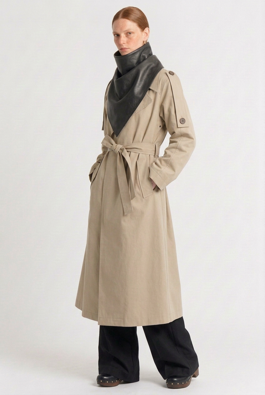 Trench Kab oversize en twill de coton sable, Valentine Gauthier
