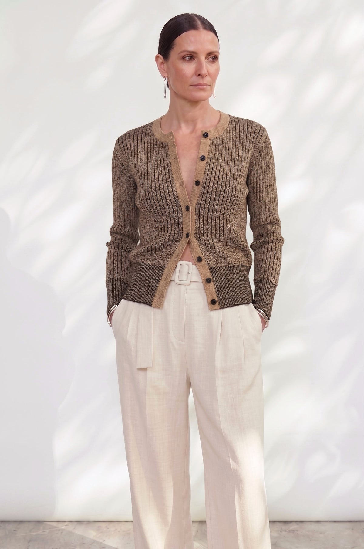 Cardigan Laureen en maille bicolore Bronze, Valentine Gauthier