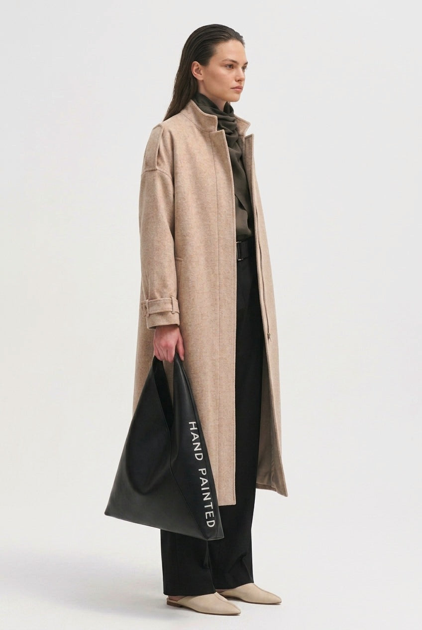 Manteau long Clyde en laine recyclée et coton Clan, Valentine Gauthier
