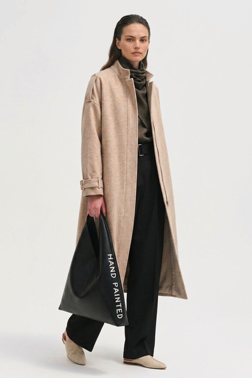 Manteau long Clyde en laine recyclée et coton Clan, Valentine Gauthier