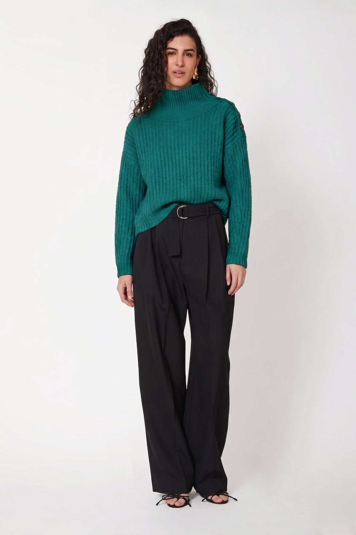 Pull Marlotte col montant en alpaga Deep Forest, Valentine Gauthier