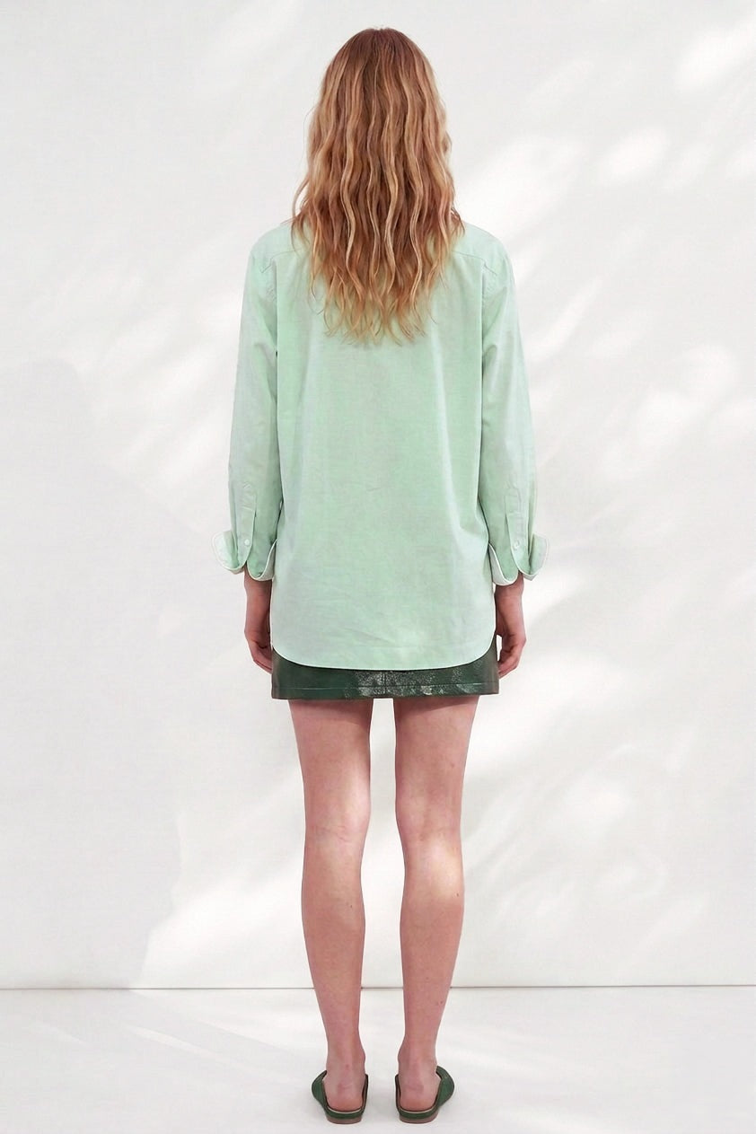 Chemise oversize Nusa en coton oxford Mist Green, Valentine Gauthier