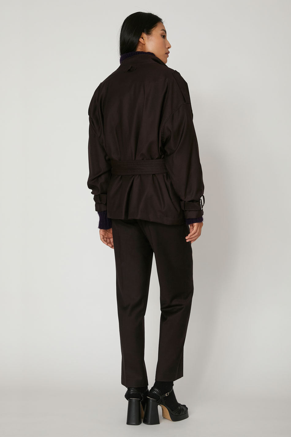 Veste saharienne Paola en flanelle de laine Réglisse, Valentine Gauthier