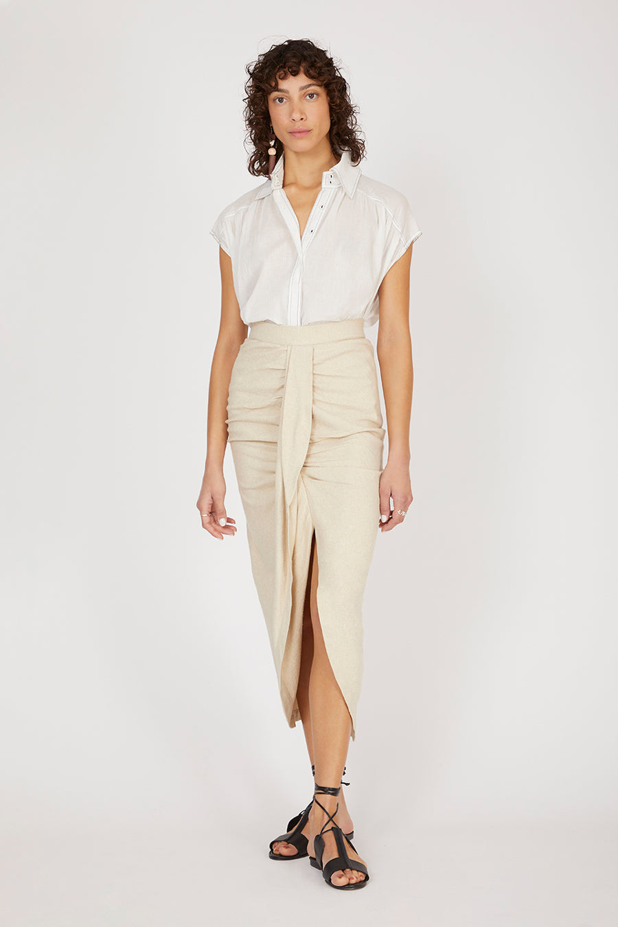 Esperanza Natural Ecru Skirt in Silk Bourrette