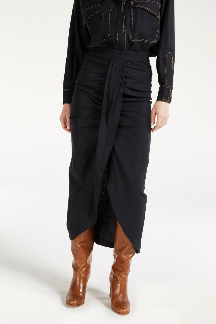 Esperanza Charcoal Skirt in Bourrette Silk